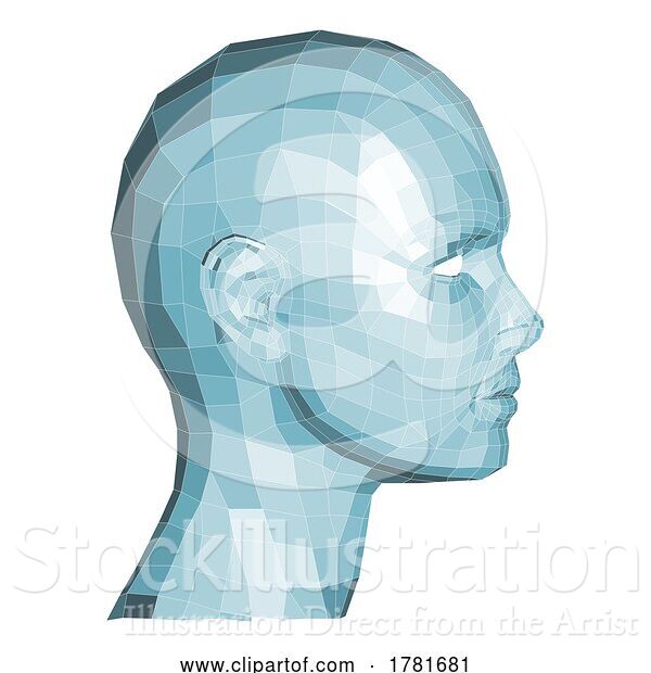 Vector Illustration of Face Wireframe 3D Technology Concept