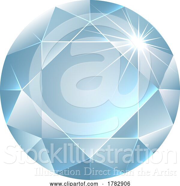 Vector Illustration of Faceted Cut Diamond Design