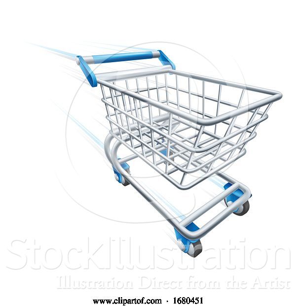 Vector Illustration of Fast Shopping Cart Trolley at High Speed