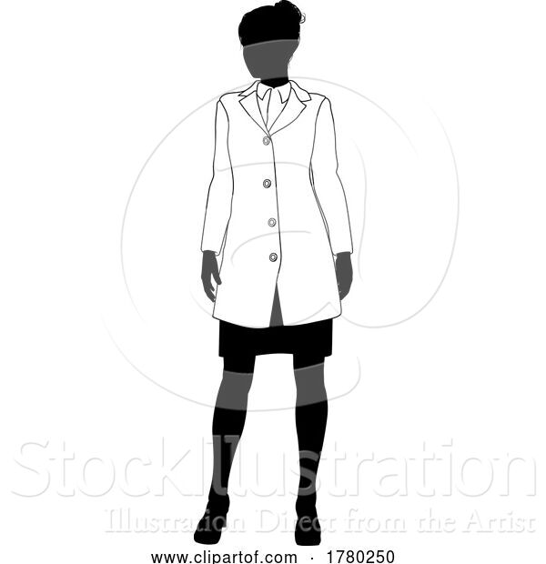 Vector Illustration of Female Scientist Engineer Lady Silhouette Person