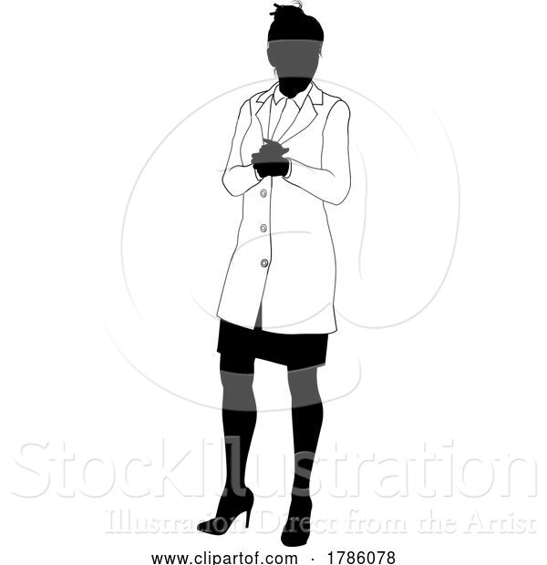 Vector Illustration of Female Scientist Engineer Lady Silhouette Person