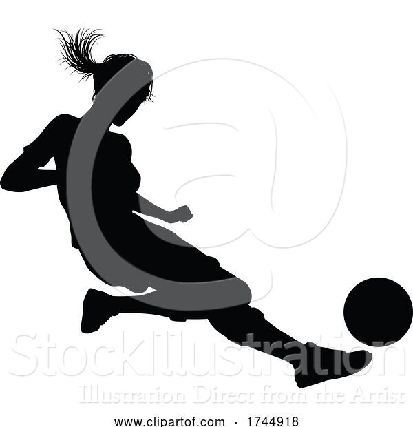 Vector Illustration of Female Soccer Football Player Lady Silhouette