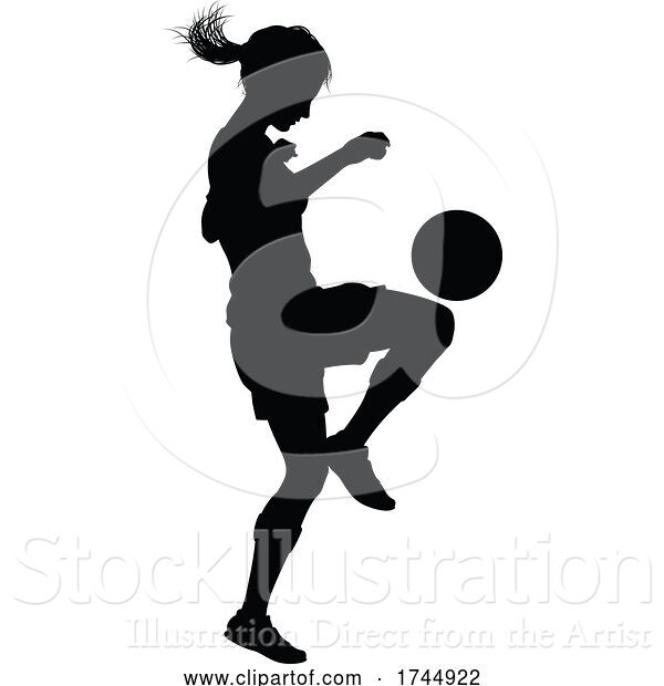 Vector Illustration of Female Soccer Football Player Lady Silhouette