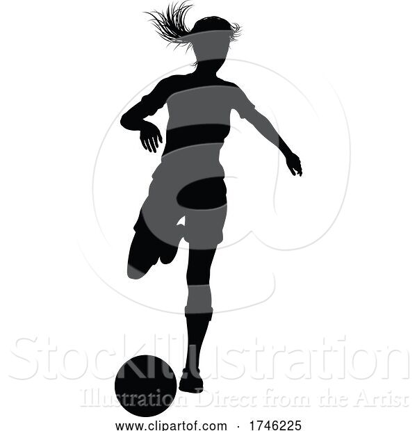 Vector Illustration of Female Soccer Football Player Lady Silhouette