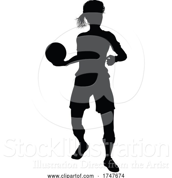 Vector Illustration of Female Soccer Football Player Lady Silhouette