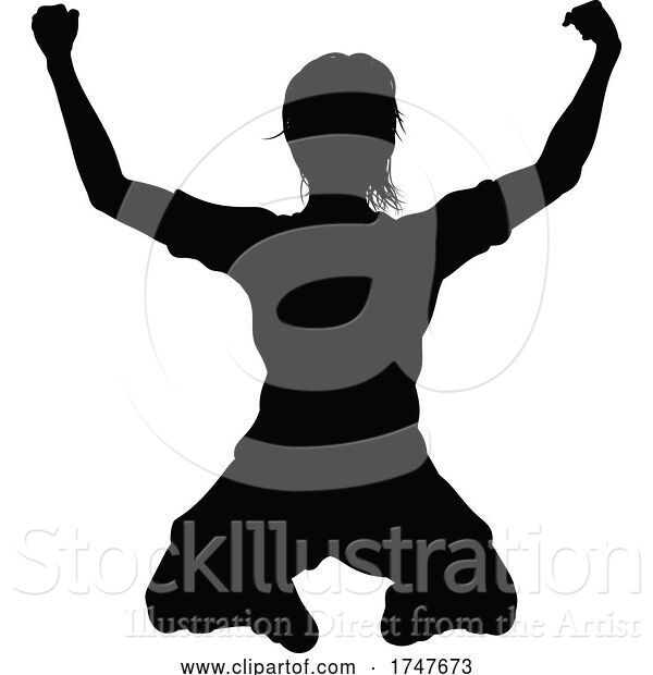 Vector Illustration of Female Soccer Football Player Lady Silhouette