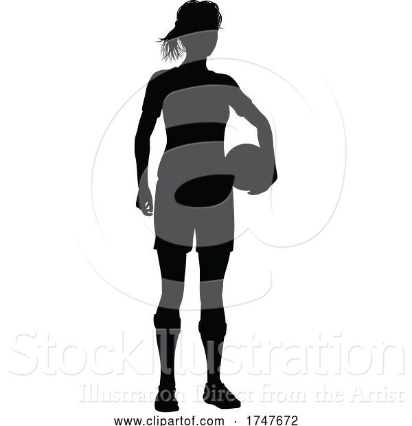 Vector Illustration of Female Soccer Football Player Lady Silhouette