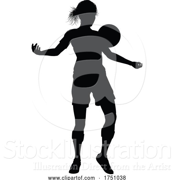 Vector Illustration of Female Soccer Football Player Lady Silhouette