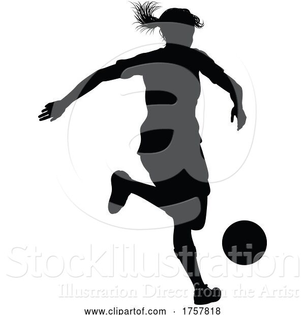 Vector Illustration of Female Soccer Football Player Lady Silhouette