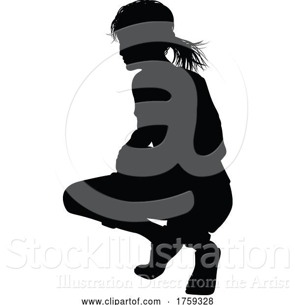 Vector Illustration of Female Soccer Football Player Lady Silhouette