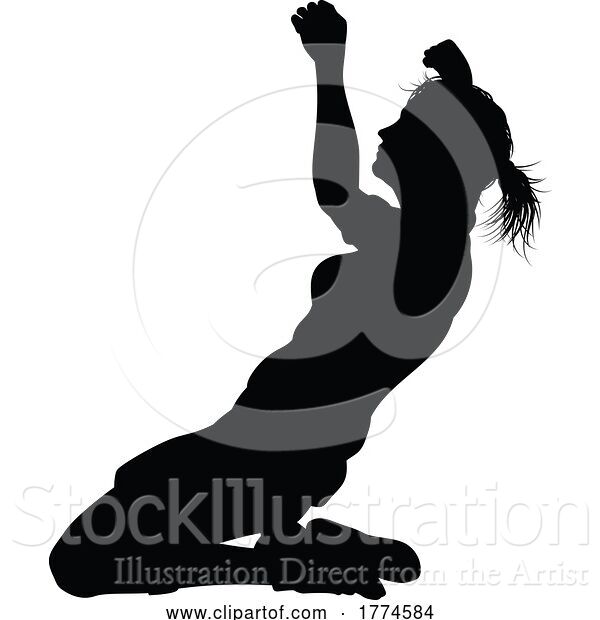 Vector Illustration of Female Soccer Football Player Lady Silhouette