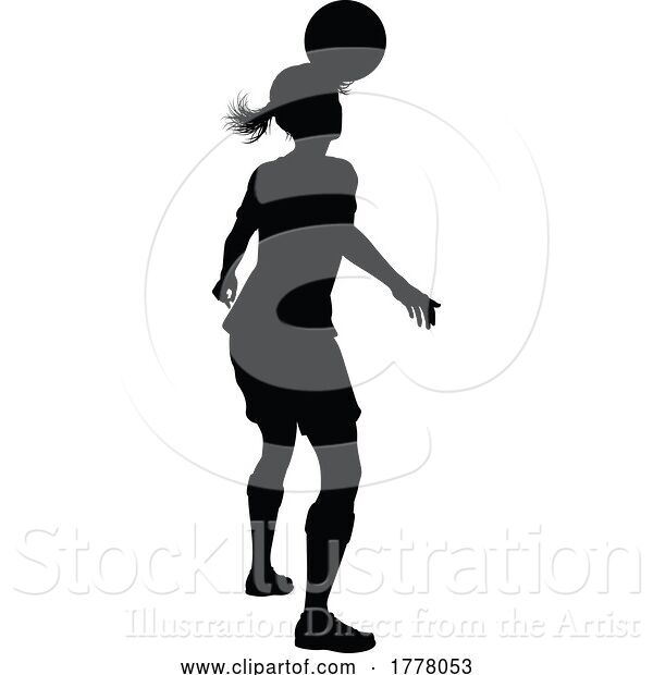 Vector Illustration of Female Soccer Football Player Lady Silhouette