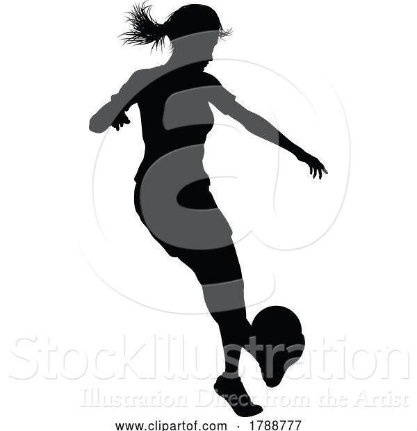 Vector Illustration of Female Soccer Football Player Lady Silhouette