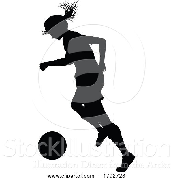 Vector Illustration of Female Soccer Football Player Lady Silhouette