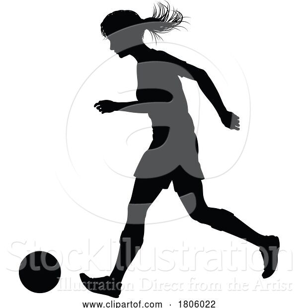 Vector Illustration of Female Soccer Football Player Lady Silhouette