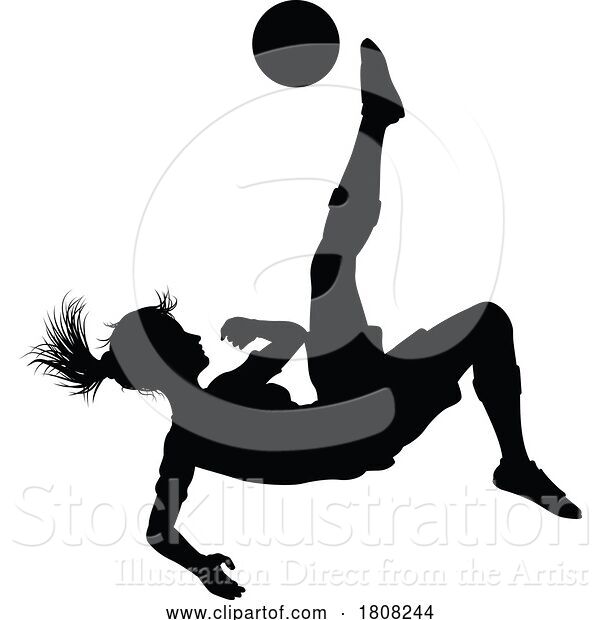 Vector Illustration of Female Soccer Football Player Lady Silhouette