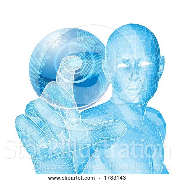 Vector Illustration of Figure Selecting 3D World Technology Concept