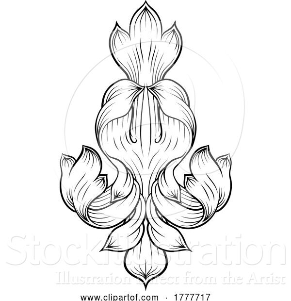 Vector Illustration of Filigree Heraldic Crest Coat of Arms Floral Design