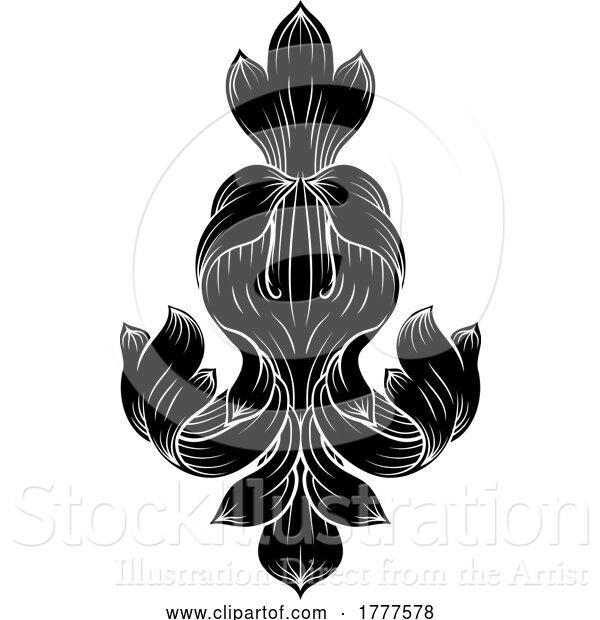 Vector Illustration of Filigree Heraldic Crest Coat of Arms Floral Design