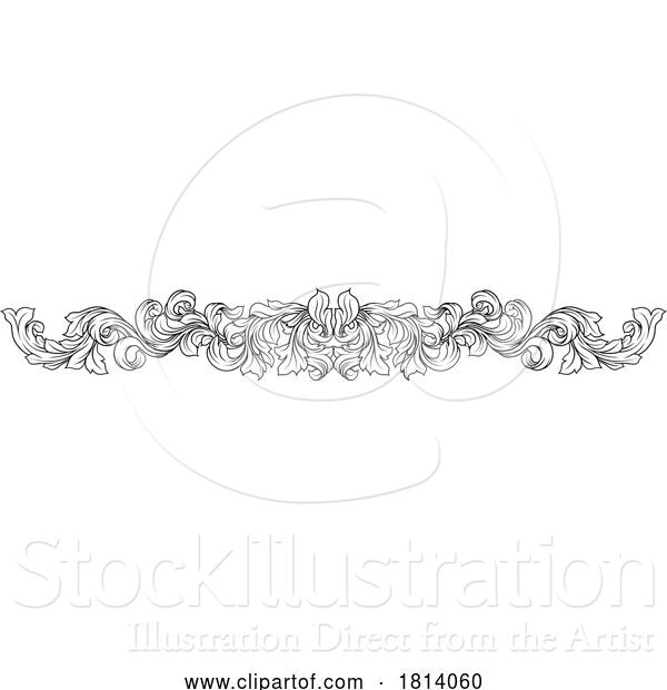 Vector Illustration of Filigree Heraldic Heraldry Pattern Band Vine