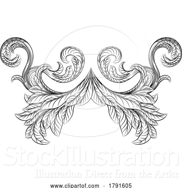 Vector Illustration of Filigree Heraldry Floral Baroque Design Element