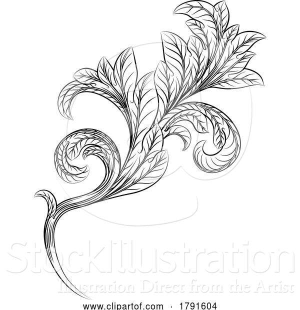 Vector Illustration of Filigree Heraldry Floral Baroque Design Element