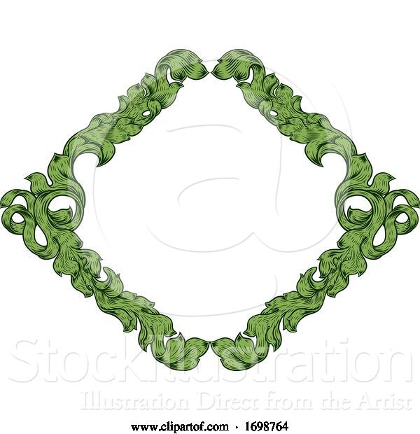 Vector Illustration of Filigree Heraldry Leaf Pattern Floral Border Frame