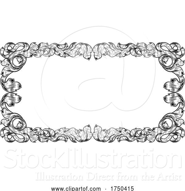 Vector Illustration of Filigree Heraldry Leaf Pattern Floral Border Frame