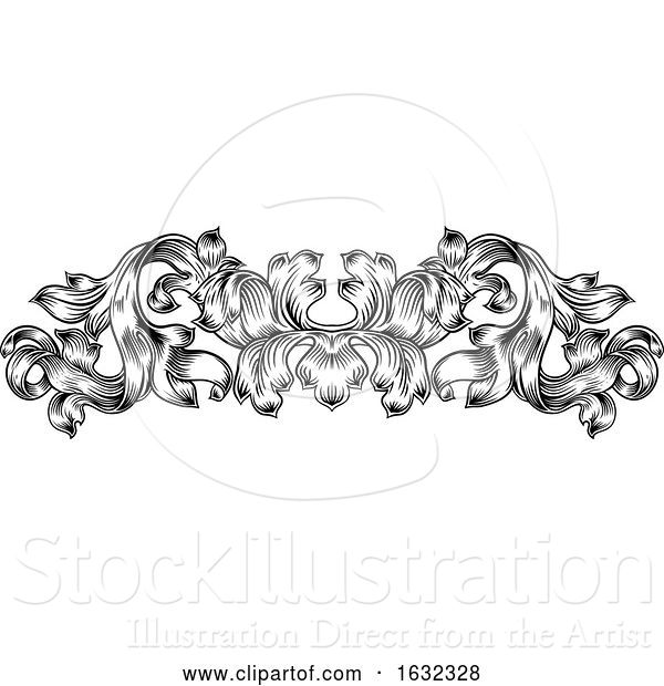 Vector Illustration of Filigree Vintage Pattern Scroll Leaf Laurel Motif