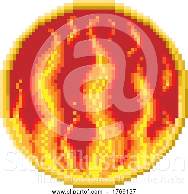 Vector Illustration of Fire Flame 4 Elements Zodiac Pixel Art Sign