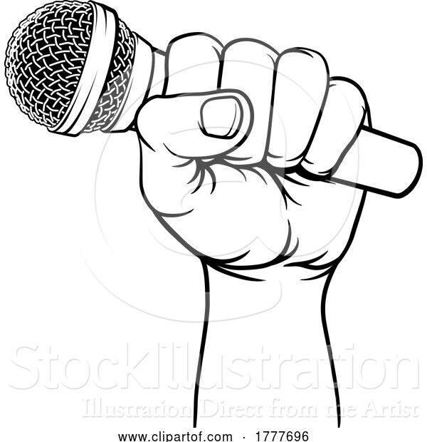 Vector Illustration of Fist Hand Holding Mic Microphone Icon