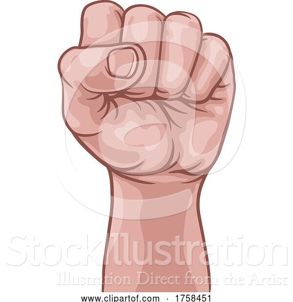 Vector Illustration of Fist Hand Raised up Punch Comic Pop Art