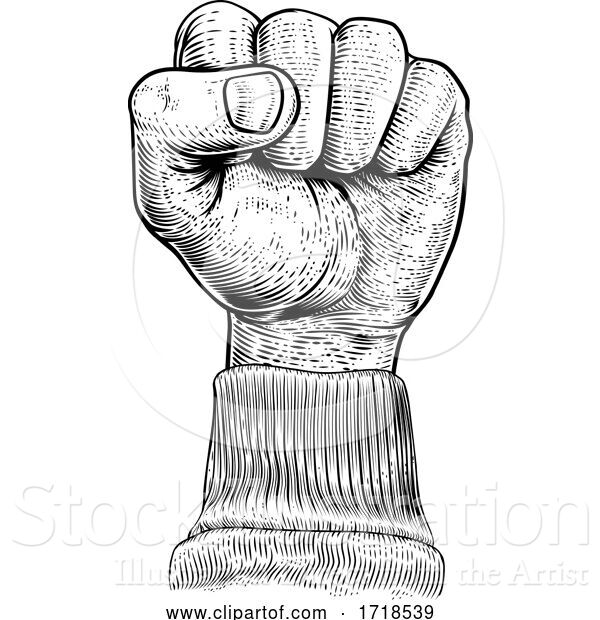 Vector Illustration of Fist in the Air Vintage Propaganda Poster Style