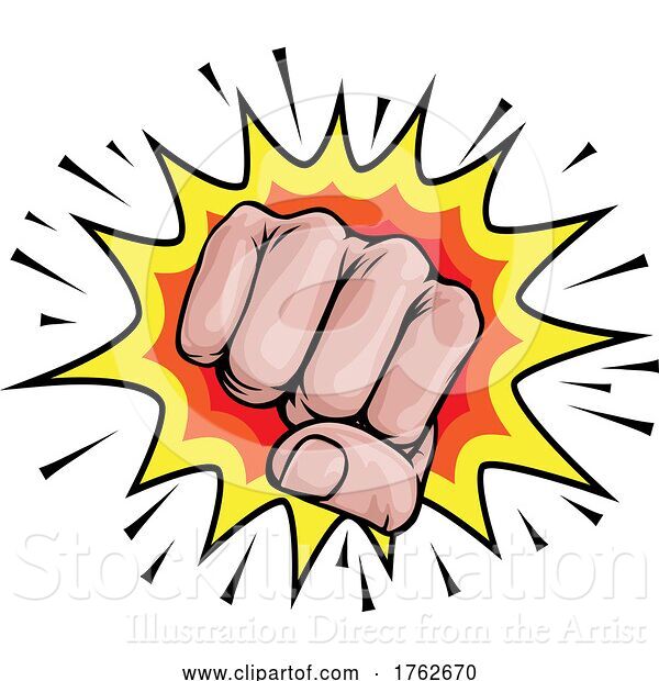 Vector Illustration of Fist Punch Hand Comic Pop Art Explosion