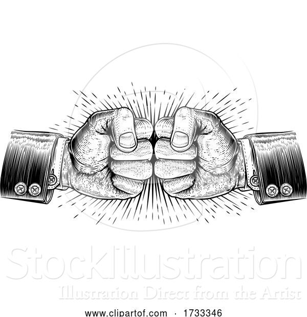 Vector Illustration of Fists Punching Business Vintage Style Concept