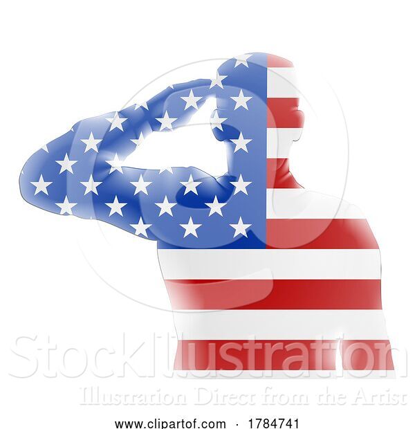 Vector Illustration of Flag Soldier Salute Veteran Day Silhouette