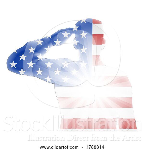 Vector Illustration of Flag Soldier Salute Veteran Day Silhouette