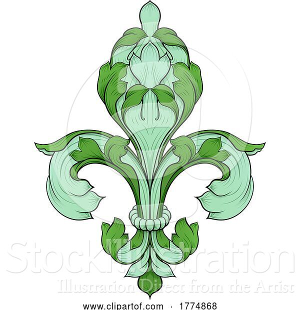 Vector Illustration of Fleur De Lis Flower Heraldry Lily Floral Crest