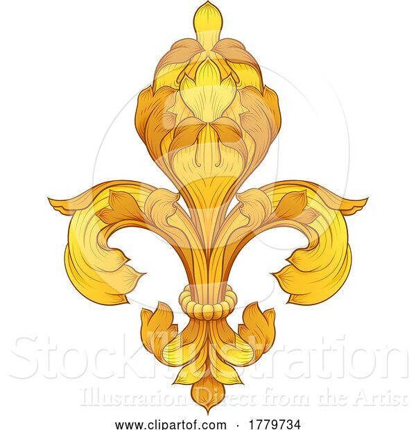 Vector Illustration of Fleur De Lis Flower Heraldry Lily Floral Crest