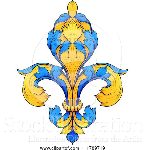 Vector Illustration of Fleur De Lis Flower Heraldry Lily Floral Crest