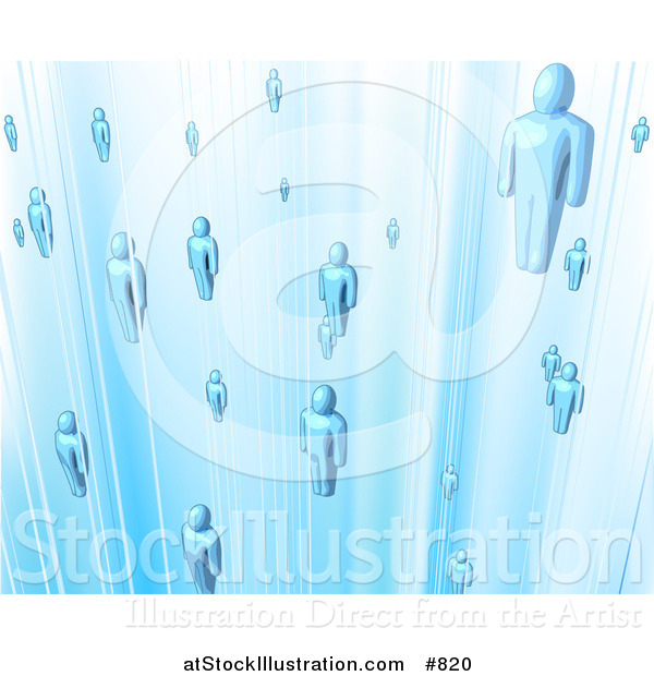 Vector Illustration of Floating Blue People in a Network