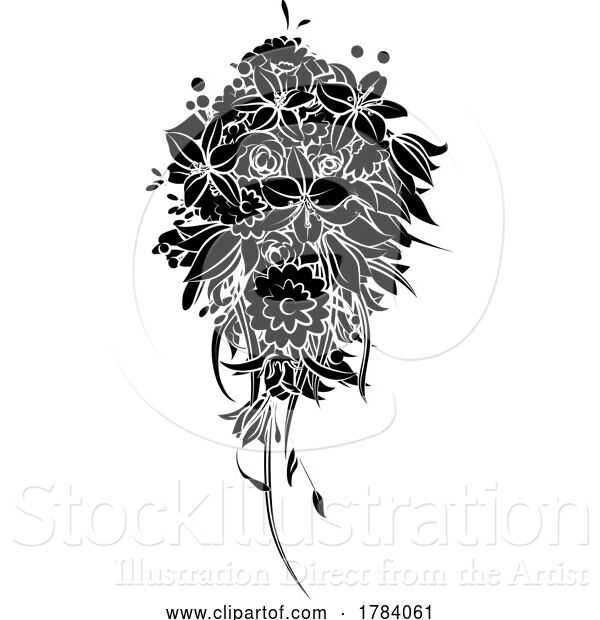 Vector Illustration of Floral Flower Bouquet in a Sketch Drawing Style