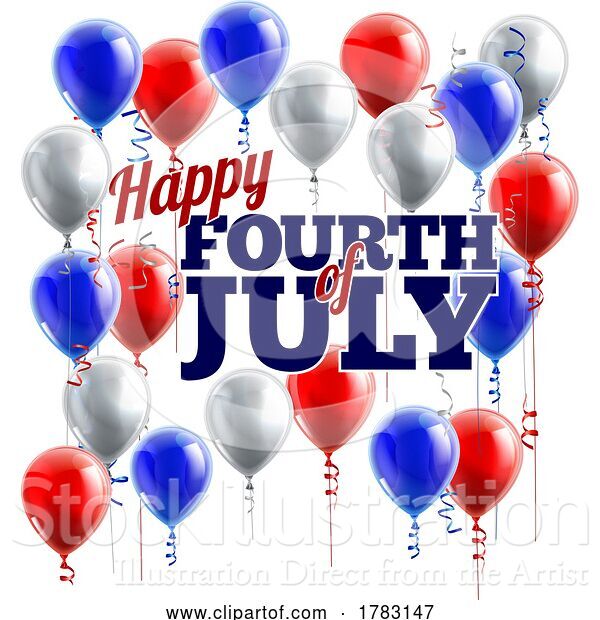 Vector Illustration of Fourth of July American Flag Balloons Design
