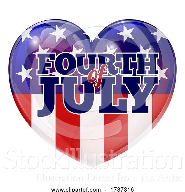 Vector Illustration of Fourth of July American Flag Heart Design