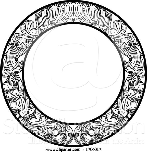 Vector Illustration of Frame Laurel Leaf Filigree Floral Pattern Motif