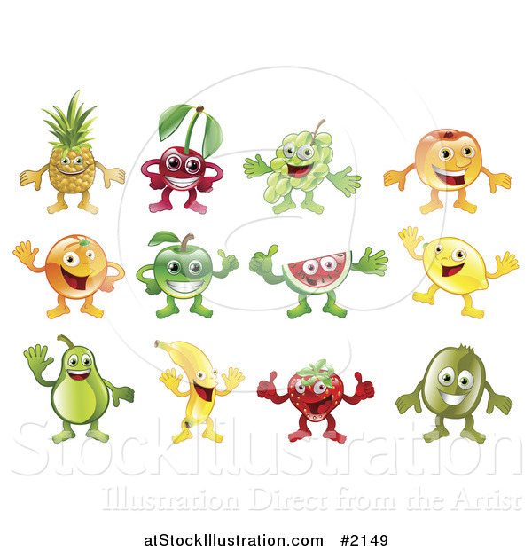 Vector Illustration of Fruit Characters