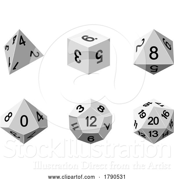 Vector Illustration of Game Dice Illustration Roleplaying Board Game Set