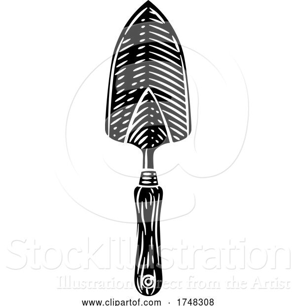 Vector Illustration of Garden Tool Hand Spade Trowel Vintage Woodcut