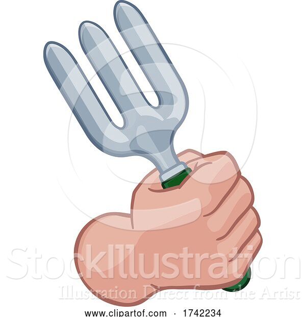 Vector Illustration of Gardener Farmer Hand Fist Holding Fork