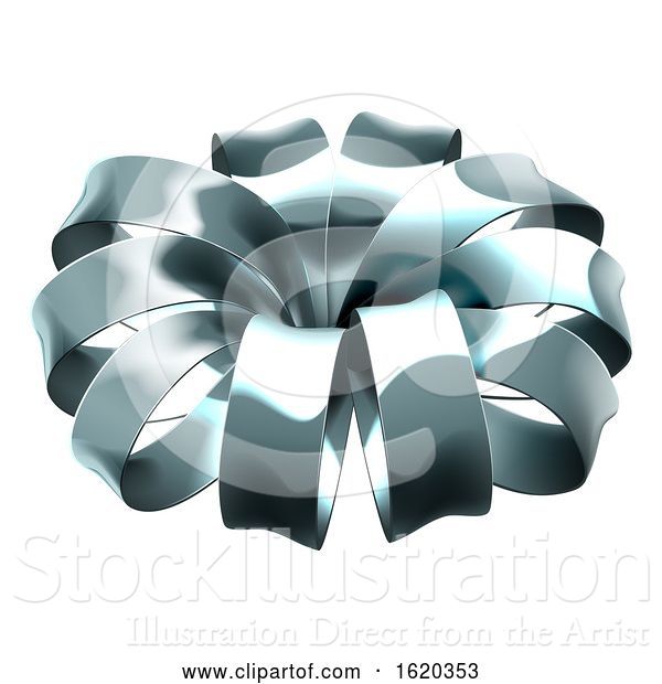 Vector Illustration of Gift Ribbon Silver Bow Wrap